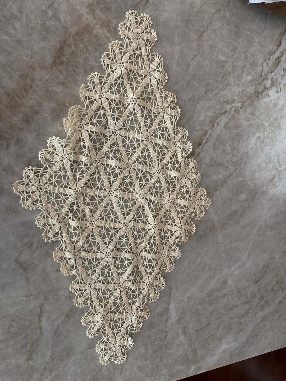 Vintage Crochet Diamond Shaped Table Runner